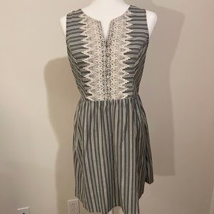 Grey and white a-line dress
